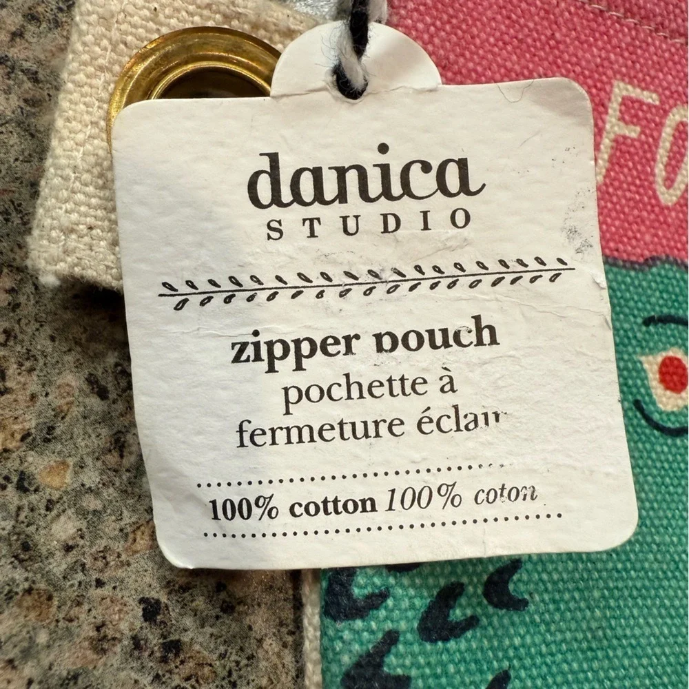 Danica studio‎ small zipper pouch colorful abstract design NWT 100% cotton